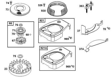 Flywheel Group, Covers Diagram and Parts List for 10C902-2033-XX  Briggs and Stratton Engine